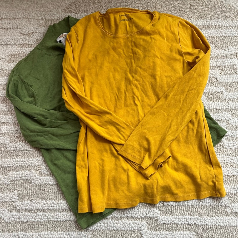 Talbots cotton long sleeve Yellow and Green Long Sleeve Shirts